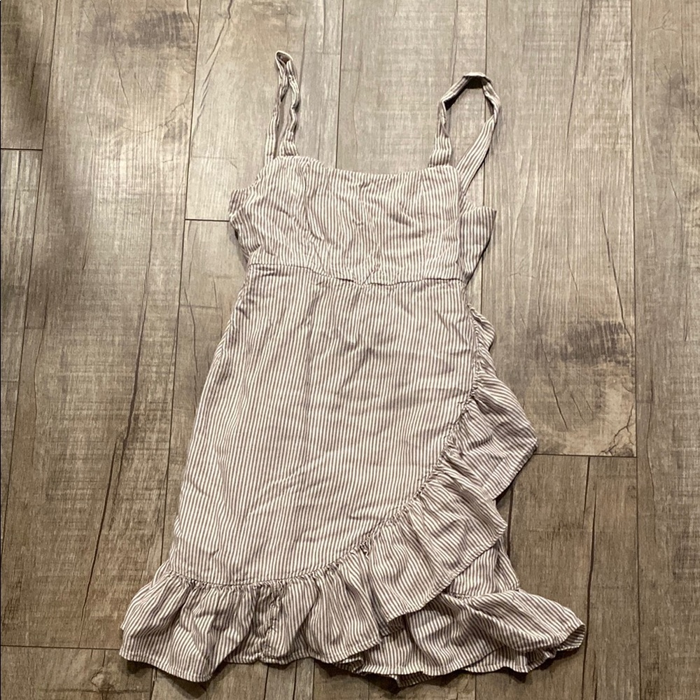 O'Neill Striped Ruffle Dress - Cream and Brown
